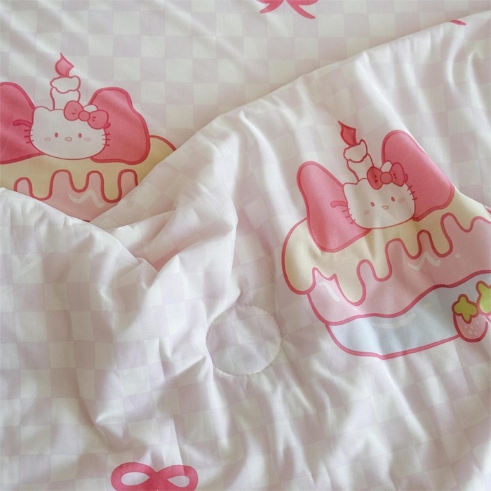 91家纺网 家纺一手货源 找家纺 顾里家纺 2025新款韩系少女凉感冰皮夏被夏凉被空调被 粉格花猫