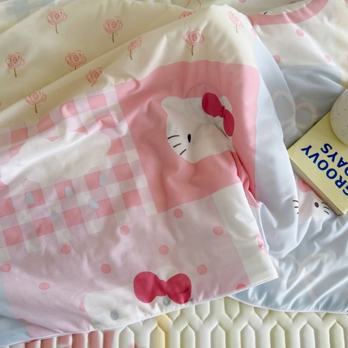 91家纺网 家纺一手货源 找家纺 顾里家纺 2025新款韩系少女凉感冰皮夏被夏凉被空调被 猫咪时光