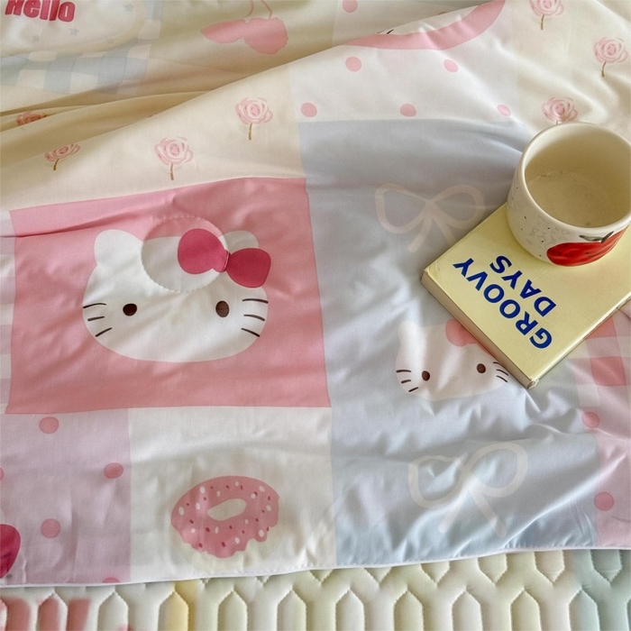 91家纺网 家纺一手货源 找家纺 顾里家纺 2025新款韩系少女凉感冰皮夏被夏凉被空调被 猫咪时光
