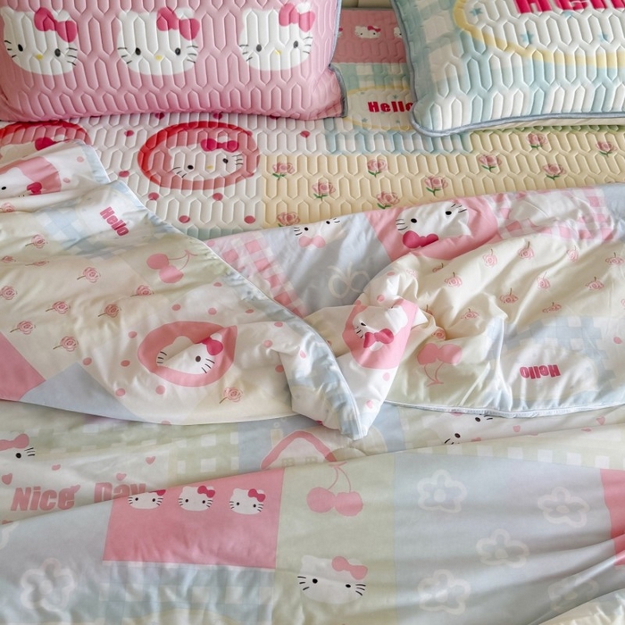 91家纺网 家纺一手货源 找家纺 顾里家纺 2025新款韩系少女凉感冰皮夏被夏凉被空调被 猫咪时光