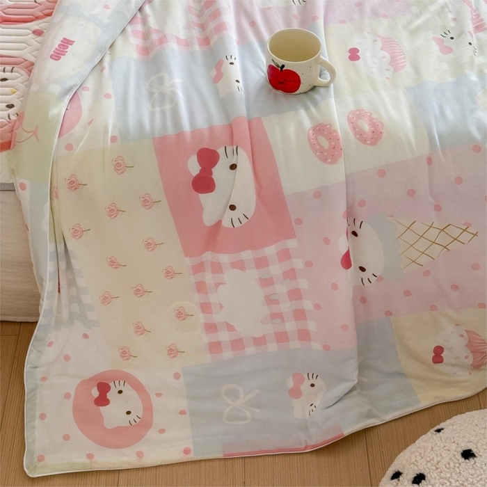 91家纺网 家纺一手货源 找家纺 顾里家纺 2025新款韩系少女凉感冰皮夏被夏凉被空调被 猫咪时光