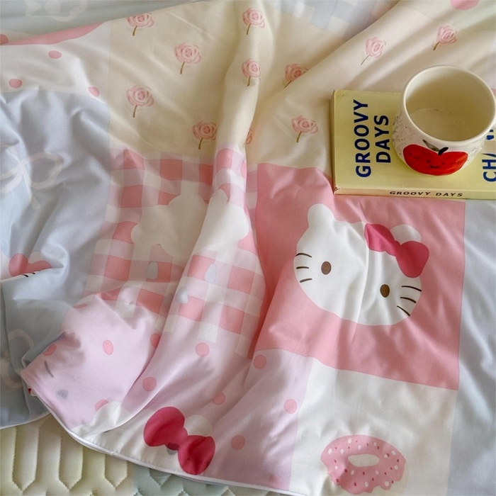 91家纺网 家纺一手货源 找家纺 顾里家纺 2025新款韩系少女凉感冰皮夏被夏凉被空调被 猫咪时光