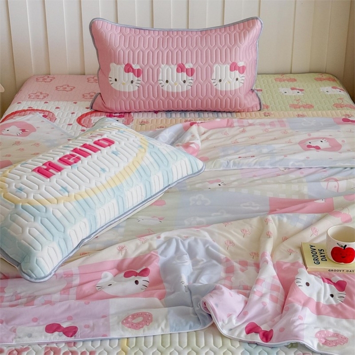 91家纺网 家纺一手货源 找家纺 顾里家纺 2025新款韩系少女凉感冰皮夏被夏凉被空调被 猫咪时光