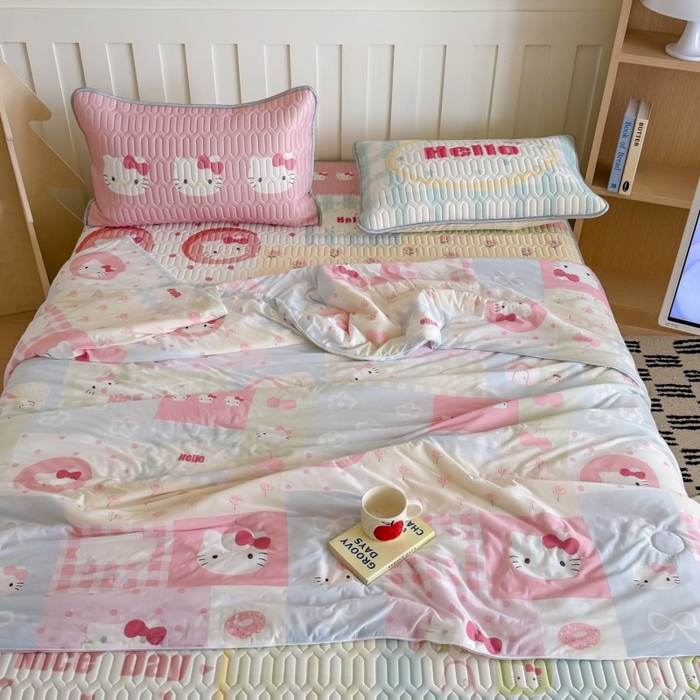 91家纺网 家纺一手货源 找家纺 顾里家纺 2025新款韩系少女凉感冰皮夏被夏凉被空调被 猫咪时光