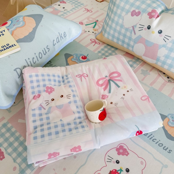 顾里家纺 2025新款韩系少女凉感冰皮夏被夏凉被空调被 拼接猫咪