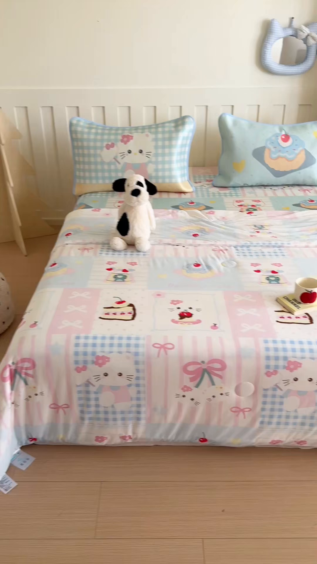 91家纺网 家纺一手货源 找家纺 顾里家纺 2025新款韩系少女凉感冰皮夏被夏凉被空调被 拼接猫咪