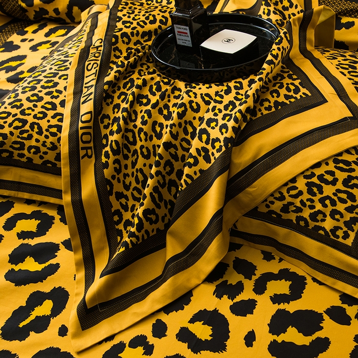 91家纺网 家纺一手货源 找家纺 爵仕2025新款高端100支臻品奢华长绒棉四件套 豹纹金