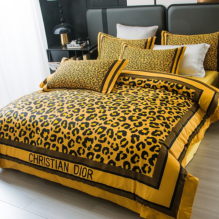 91家纺网 家纺一手货源 找家纺 爵仕2025新款高端100支臻品奢华长绒棉四件套 豹纹金