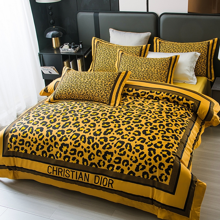 91家纺网 家纺一手货源 找家纺 爵仕2025新款高端100支臻品奢华长绒棉四件套 豹纹金