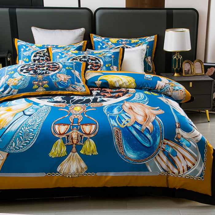 91家纺网 家纺一手货源 找家纺 爵仕2025新款高端100支臻品奢华长绒棉四件套 皇家马