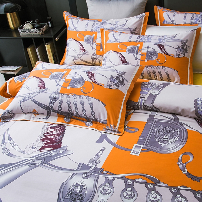 91家纺网 家纺一手货源 找家纺 爵仕2025新款高端100支臻品奢华长绒棉四件套 皇家马鞍