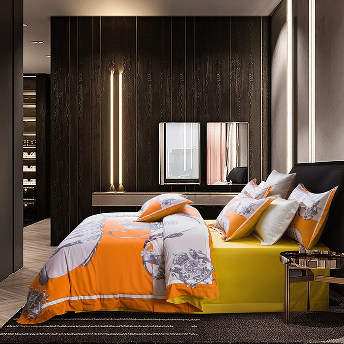 91家纺网 家纺一手货源 找家纺 爵仕2025新款高端100支臻品奢华长绒棉四件套 皇家马鞍