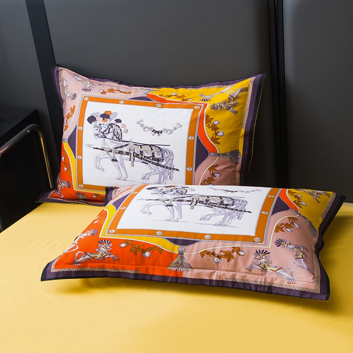 91家纺网 家纺一手货源 找家纺 爵仕2025新款高端100支臻品奢华长绒棉四件套 经典马