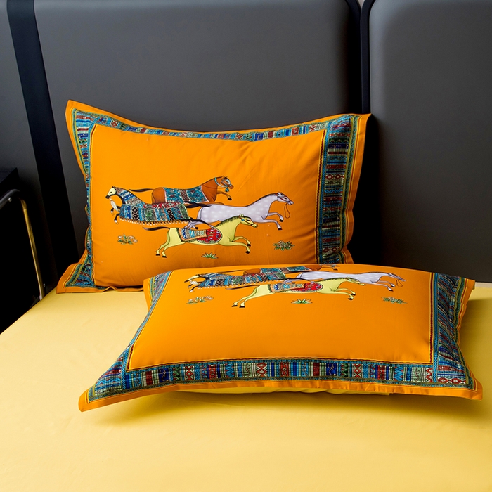 91家纺网 家纺一手货源 找家纺 爵仕2025新款高端100支臻品奢华长绒棉四件套 群马黄