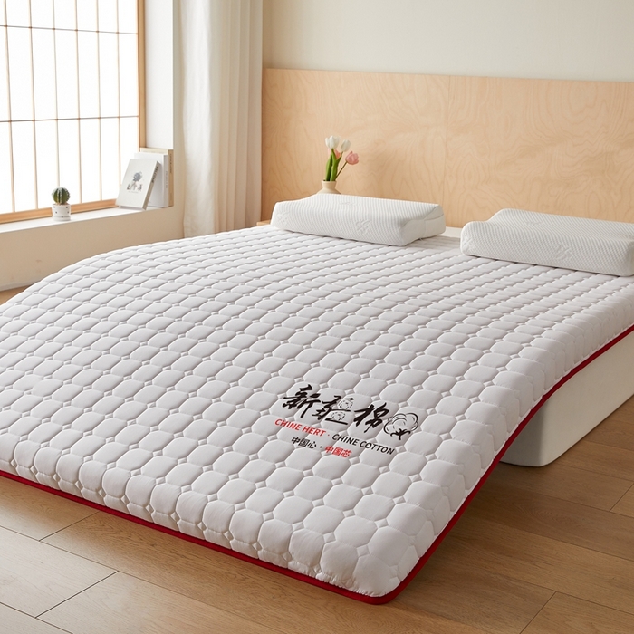 91家纺网 家纺一手货源 找家纺 鹿辉家居（原吉欧力） 2025新款亲肤棉新疆棉花床垫-大床 新疆棉红