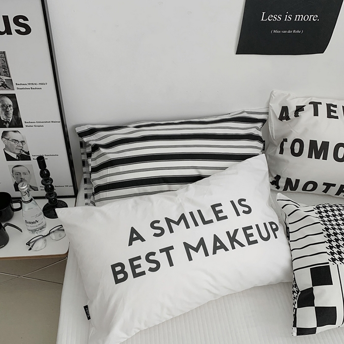 91家纺网 家纺一手货源 找家纺 柚可家居 2024新款40支纯棉斜纹单枕套 a smile字母