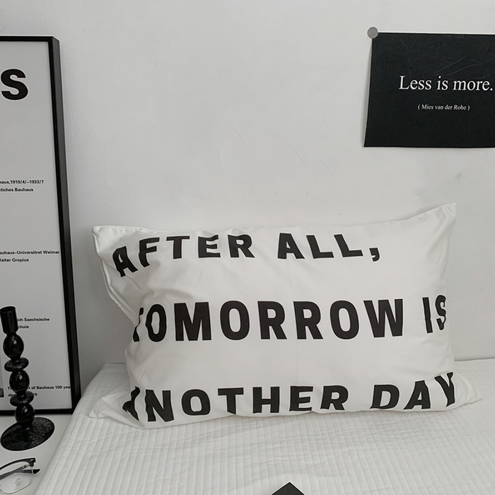 柚可家居 2024新款40支纯棉斜纹单枕套 字母tomor