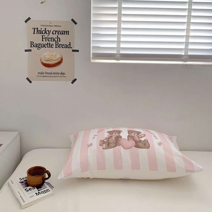 91家纺网 家纺一手货源 找家纺 （总）柚可家居 2024新款小熊定版数码印花全棉单枕套