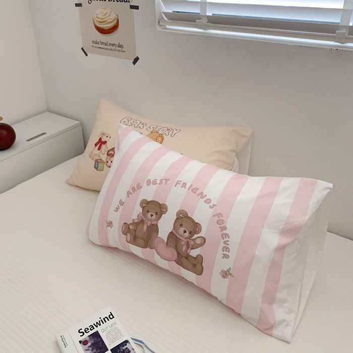 91家纺网 家纺一手货源 找家纺 （总）柚可家居 2024新款小熊定版数码印花全棉单枕套