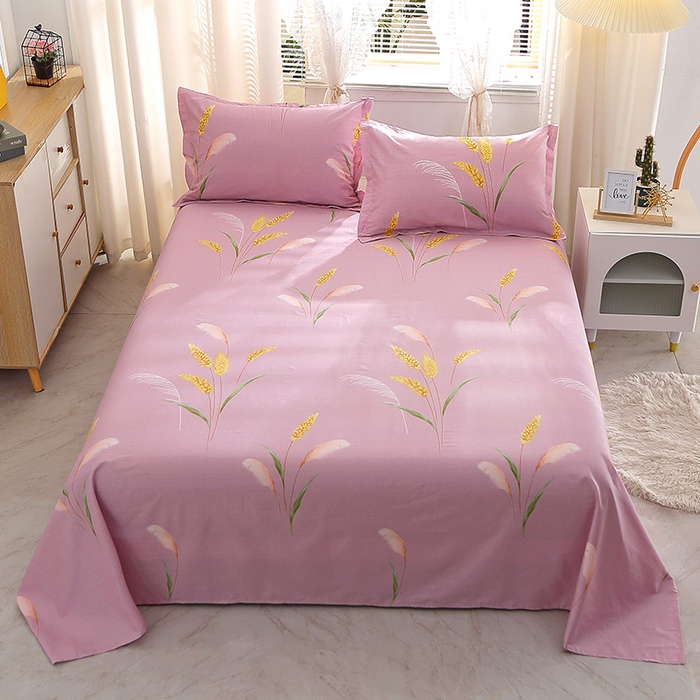 馨雅家纺 2025新款全棉纯棉多规格单品床单 风吹麦浪-紫