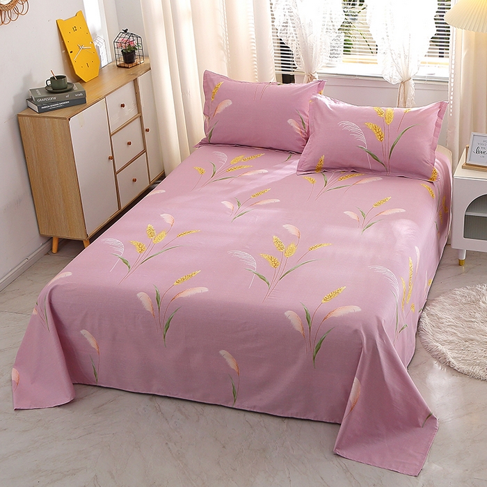 91家纺网 家纺一手货源 找家纺 馨雅家纺 2025新款全棉纯棉多规格单品床单 风吹麦浪-紫