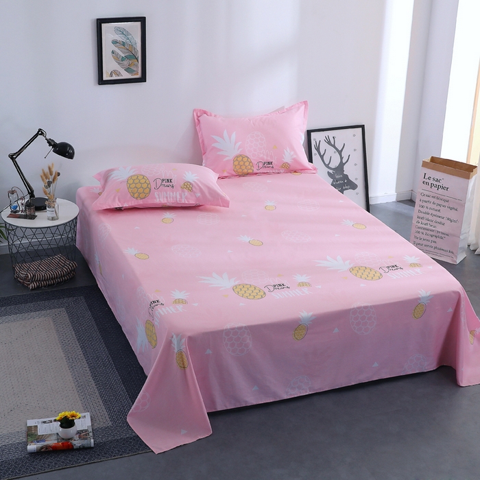 馨雅家纺 2025新款全棉纯棉多规格单品床单 菠萝物语-粉