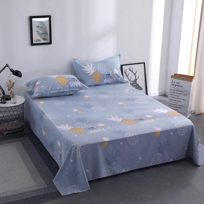 馨雅家纺 2025新款全棉纯棉多规格单品床单 菠萝物语-灰