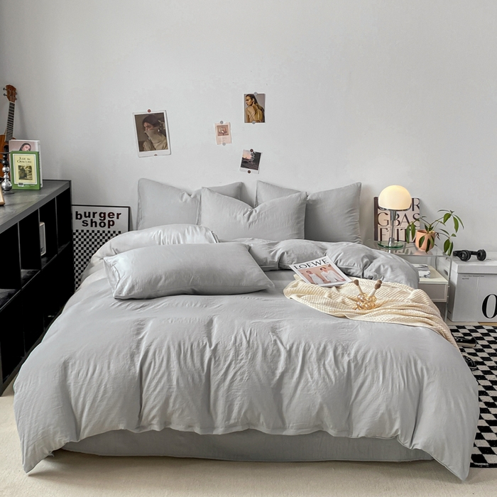 （总）喜歌家居 2025新款水洗棉纯色四件套