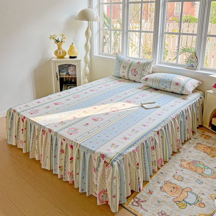 91家纺网 家纺一手货源 找家纺 （总）极梦家纺 2025新款磨毛印花床裙三件套（支持定制） （总链接二）