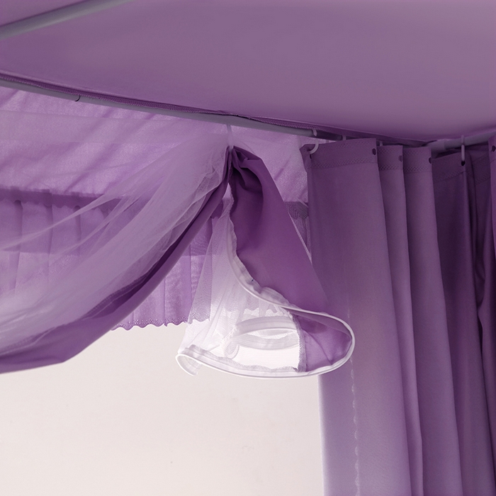 91家纺网 家纺一手货源 找家纺 显高蚊帐 2025春夏新款U门花边款坐床遮光防尘床帘式蚊帐 优雅紫-花边款