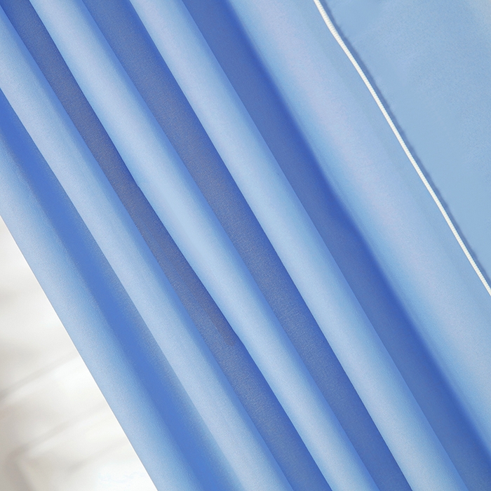 91家纺网 家纺一手货源 找家纺 显高蚊帐 2025春夏新款U门花边款坐床遮光防尘床帘式蚊帐 时尚蓝-花边款