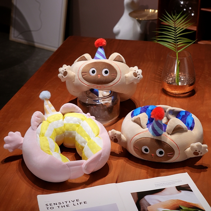 91家纺网 家纺一手货源 找家纺 仟亿莱2025新款小手打开冰豆豆毛毛虫U枕 冰豆豆毛毛虫粉猫-2