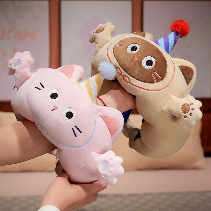 91家纺网 家纺一手货源 找家纺 仟亿莱2025新款小手打开冰豆豆毛毛虫U枕 冰豆豆毛毛虫暹罗猫-1