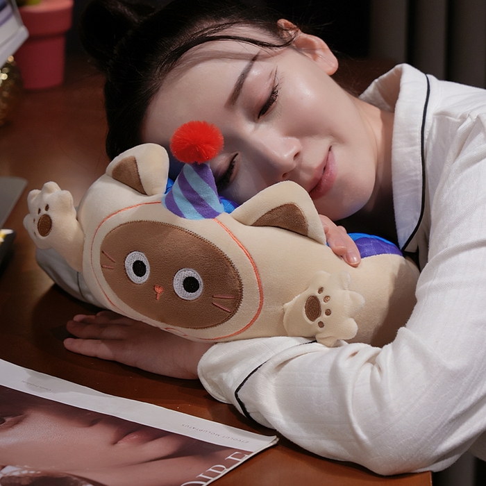 91家纺网 家纺一手货源 找家纺 仟亿莱2025新款小手打开冰豆豆毛毛虫U枕 冰豆豆毛毛虫暹罗猫-1