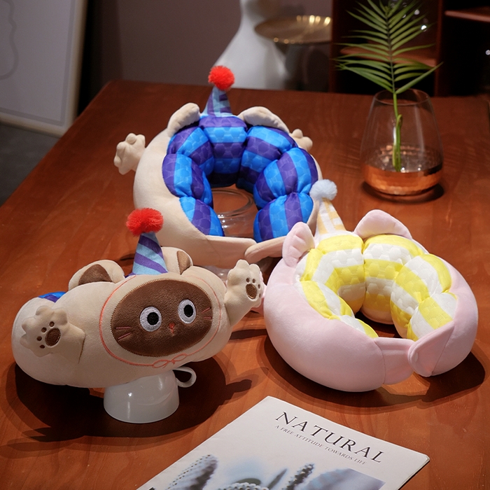 91家纺网 家纺一手货源 找家纺 仟亿莱2025新款小手打开冰豆豆毛毛虫U枕 冰豆豆毛毛虫暹罗猫-2