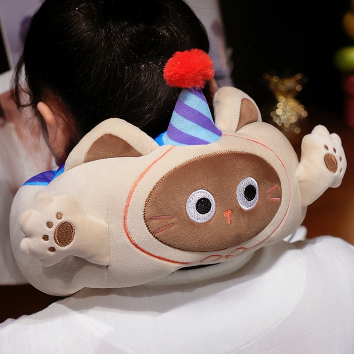 91家纺网 家纺一手货源 找家纺 仟亿莱2025新款小手打开冰豆豆毛毛虫U枕 冰豆豆毛毛虫暹罗猫-2