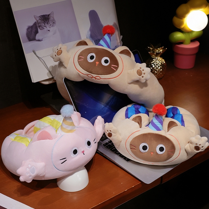 91家纺网 家纺一手货源 找家纺 仟亿莱2025新款小手打开冰豆豆毛毛虫U枕 冰豆豆毛毛虫暹罗猫-2