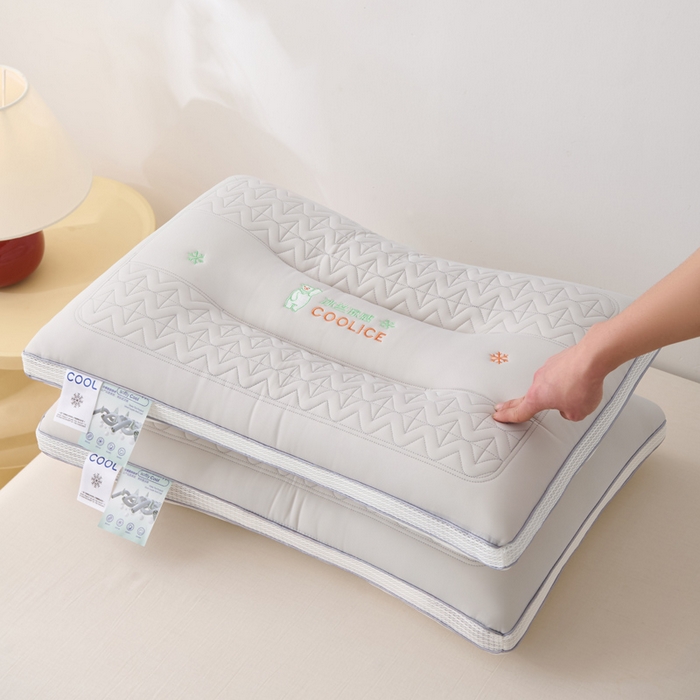 91家纺网 家纺一手货源 找家纺 珍贝家纺 2025夏季新款亲肤舒适冰丝凉感定形枕头枕芯 冰丝凉感-浅灰 48x74cm高枕/只