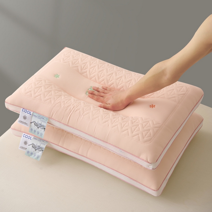 91家纺网 家纺一手货源 找家纺 珍贝家纺 2025夏季新款亲肤舒适冰丝凉感定形枕头枕芯 冰丝凉感-粉玉 48x74cm中枕/对