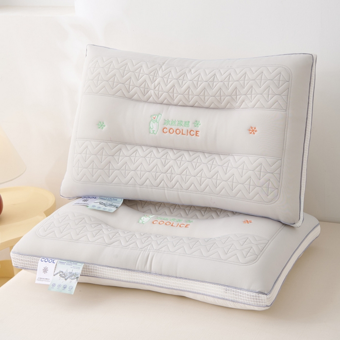 91家纺网 家纺一手货源 找家纺 珍贝家纺 2025夏季新款亲肤舒适冰丝凉感定形枕头枕芯 冰丝凉感-浅灰 48x74cm低枕/只