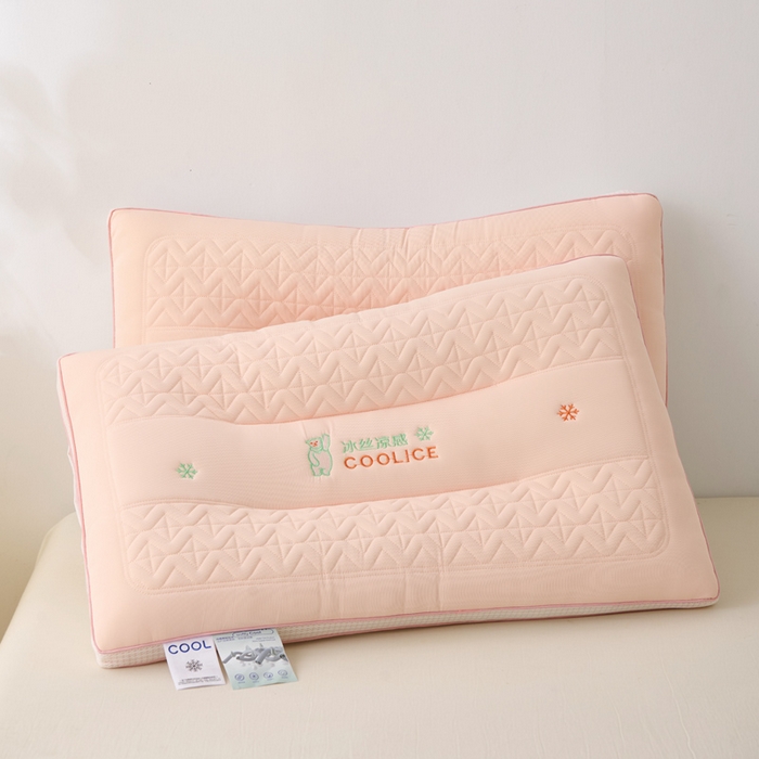 91家纺网 家纺一手货源 找家纺 珍贝家纺 2025夏季新款亲肤舒适冰丝凉感定形枕头枕芯 冰丝凉感-粉玉 48x74cm低枕/只