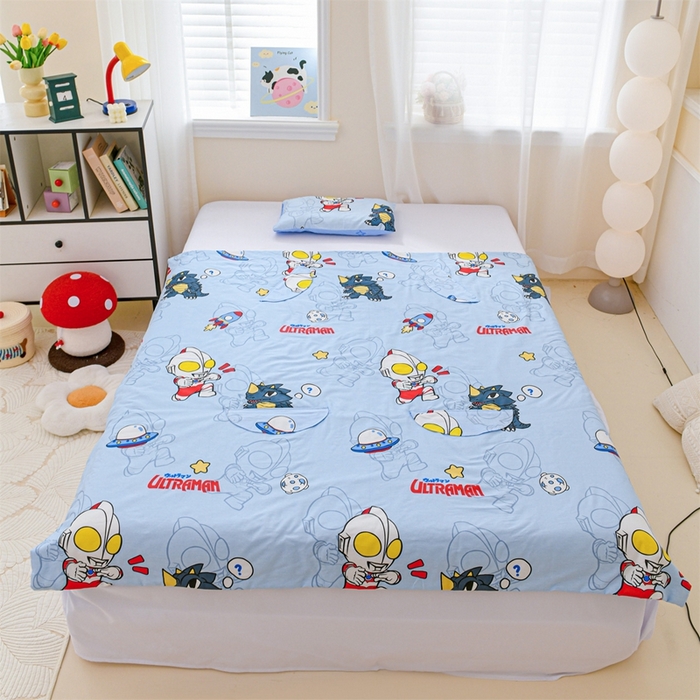 91家纺网 家纺一手货源 找家纺 名兮家居 2025新款正版授权全棉儿童护肚防踢盖毯 防踢被-奥特勇士