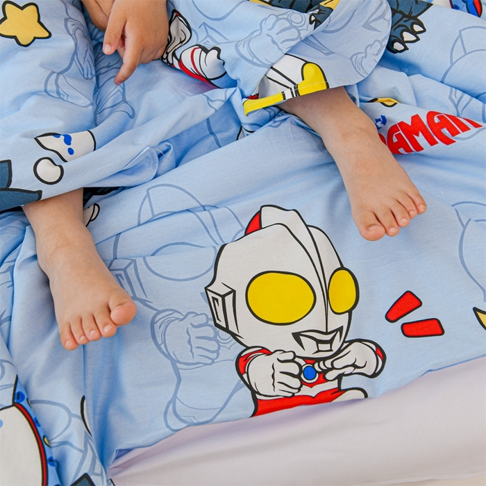 91家纺网 家纺一手货源 找家纺 名兮家居 2025新款正版授权全棉儿童护肚防踢盖毯 防踢被-奥特勇士