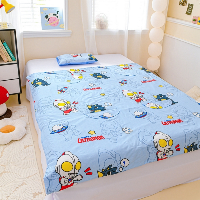 91家纺网 家纺一手货源 找家纺 名兮家居 2025新款正版授权全棉儿童护肚防踢盖毯 防踢被-奥特勇士