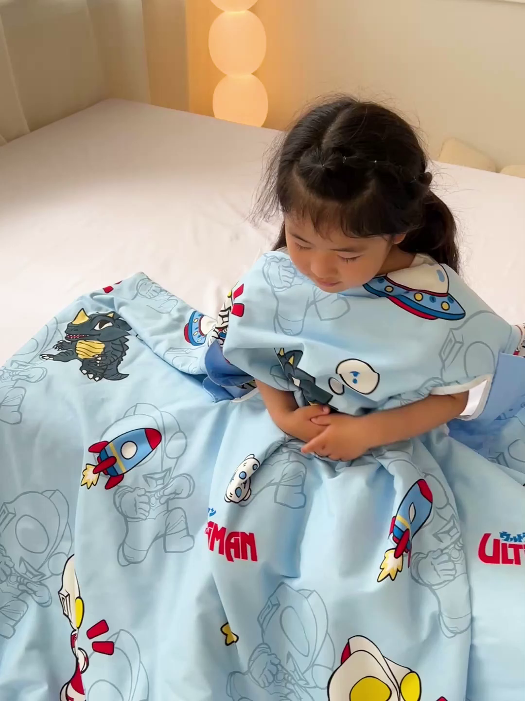 91家纺网 家纺一手货源 找家纺 名兮家居 2025新款正版授权全棉儿童护肚防踢盖毯 防踢被-奥特勇士