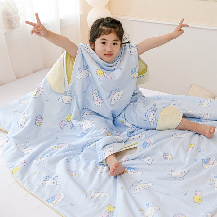 91家纺网 家纺一手货源 找家纺 名兮家居 2025新款正版授权全棉儿童护肚防踢盖毯 防踢被-蛋糕玉桂狗