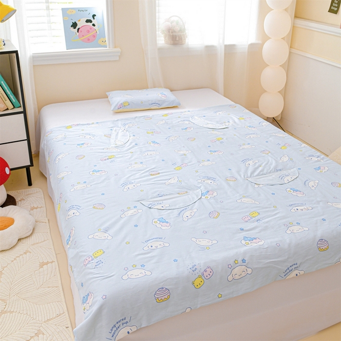 91家纺网 家纺一手货源 找家纺 名兮家居 2025新款正版授权全棉儿童护肚防踢盖毯 防踢被-蛋糕玉桂狗