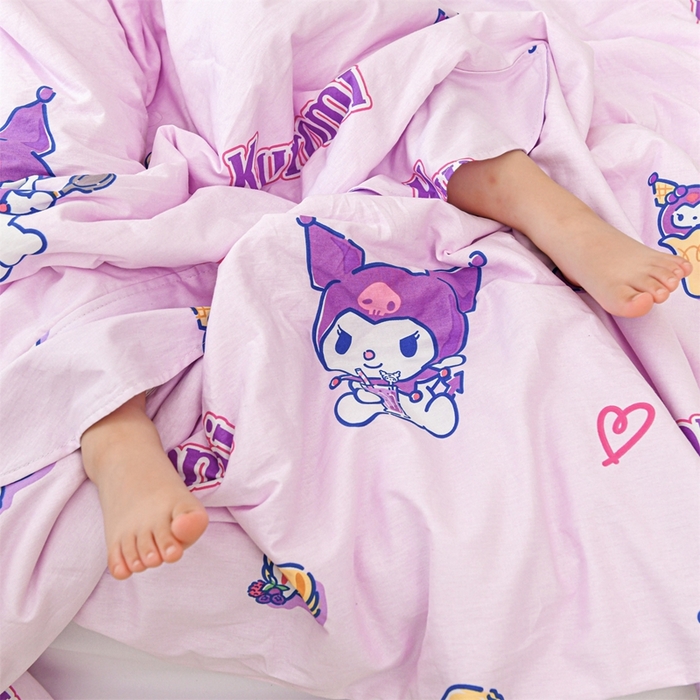 91家纺网 家纺一手货源 找家纺 名兮家居 2025新款正版授权全棉儿童护肚防踢盖毯 防踢被-甜筒库洛米