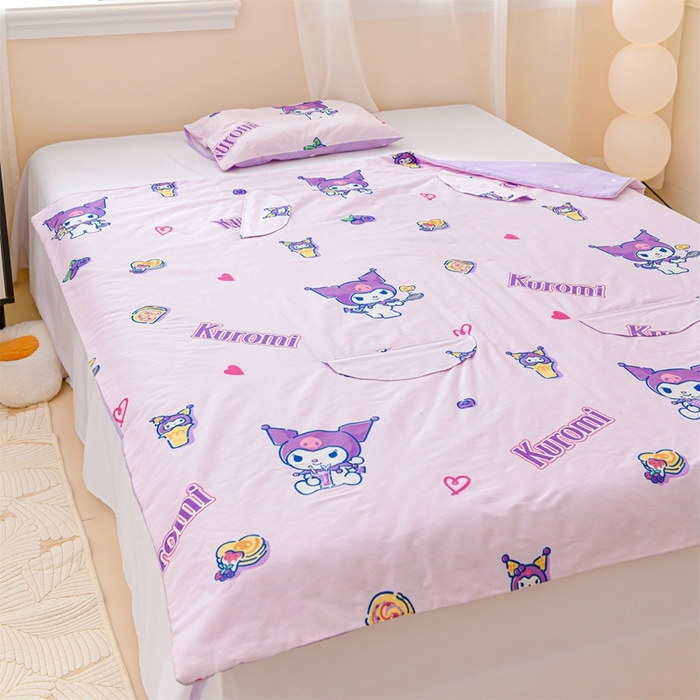 91家纺网 家纺一手货源 找家纺 名兮家居 2025新款正版授权全棉儿童护肚防踢盖毯 防踢被-甜筒库洛米