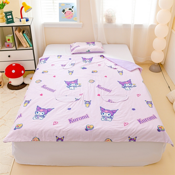 91家纺网 家纺一手货源 找家纺 名兮家居 2025新款正版授权全棉儿童护肚防踢盖毯 防踢被-甜筒库洛米